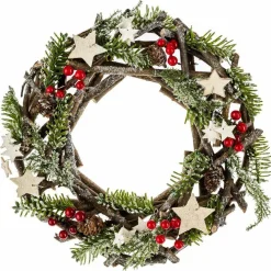 Feeric Lights & Christmas Couronne de Noël (D32 cm) Greywood et nature Vert Discount