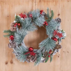 Feeric Lights & Christmas Couronne de Noël (D32 cm) Nature festive Rouge Clearance
