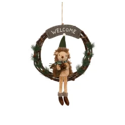 JJA Couronne de Noël (D33 cm) Welcome Hérisson Marron Discount