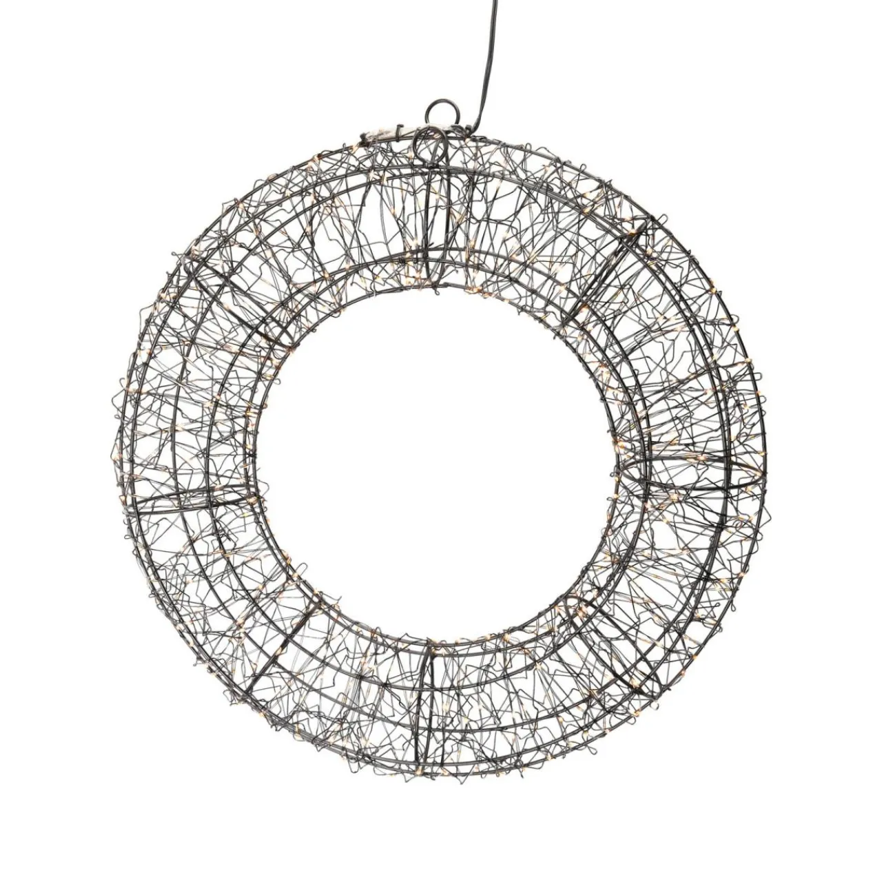 KOOPMAN Couronne de Noël lumineuse 500 micro LED (D38 cm) Star Light et blanc chaud Noir New