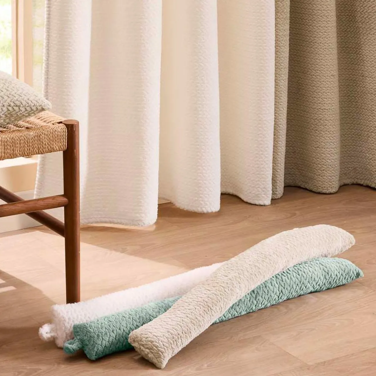 douceur d'intu017drieur Coussin bas de porte flanelle (80 x 10 cm) Flanela Ecru Sale