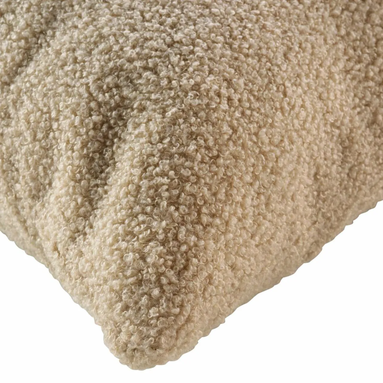 douceur d'intu017drieur Coussin carré bouclette (45 cm) Wooly Beige Best
