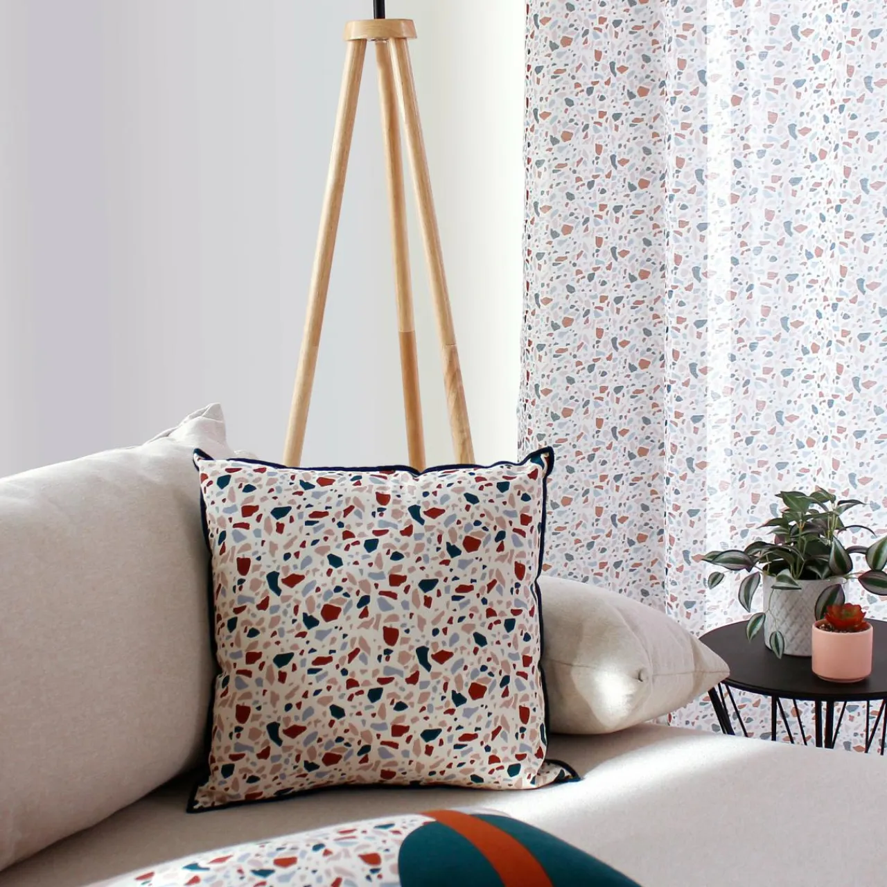 ENJOY HOME Coussin carré coton (40 cm) Terrazzo Multicolore Clearance