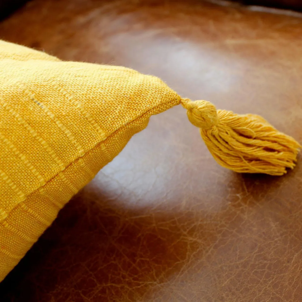 ENJOY HOME Coussin carré coton recyclé (40 x 40 cm) Bombay Jaune moutarde Outlet