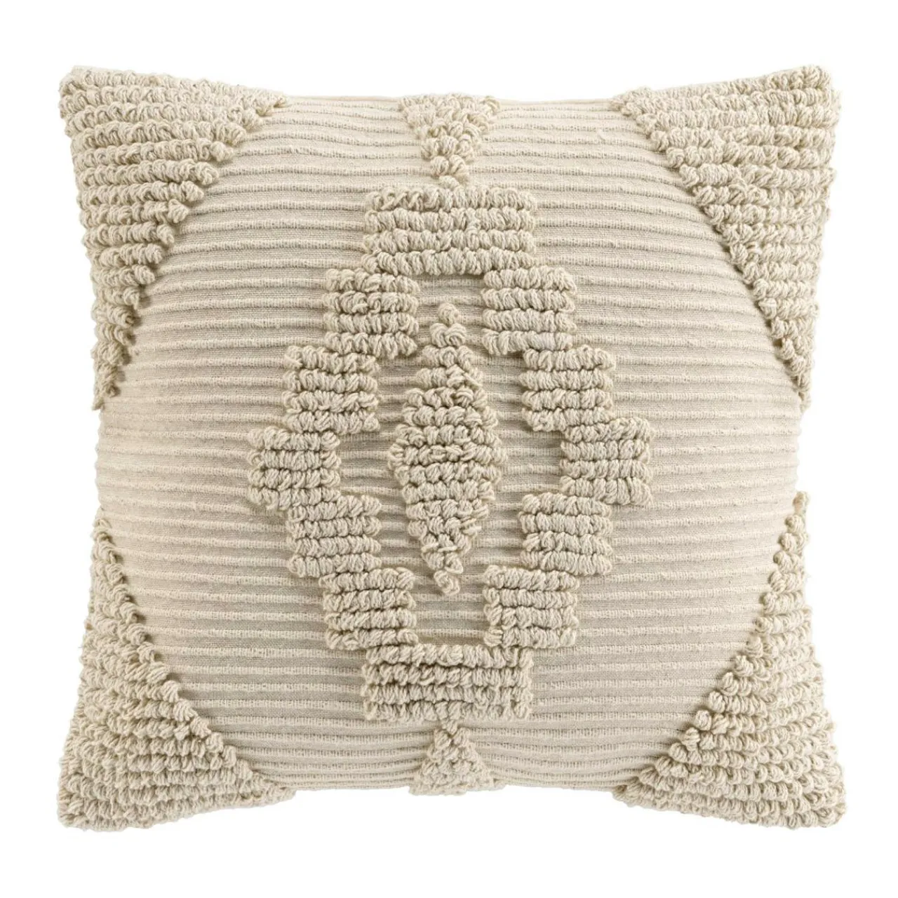 douceur d'intu017drieur Coussin carré coton tufté (45 x 45 cm) Kamary Ecru Best