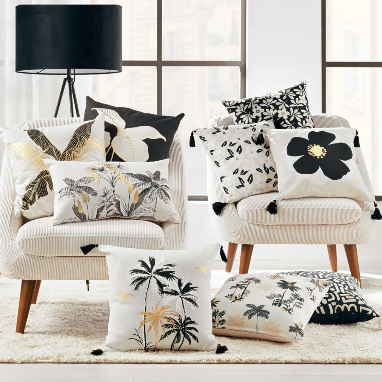 DOUCEUR D'INTERIEUR Coussin carré coton (45 x 45 cm) Aileen Ecru Outlet