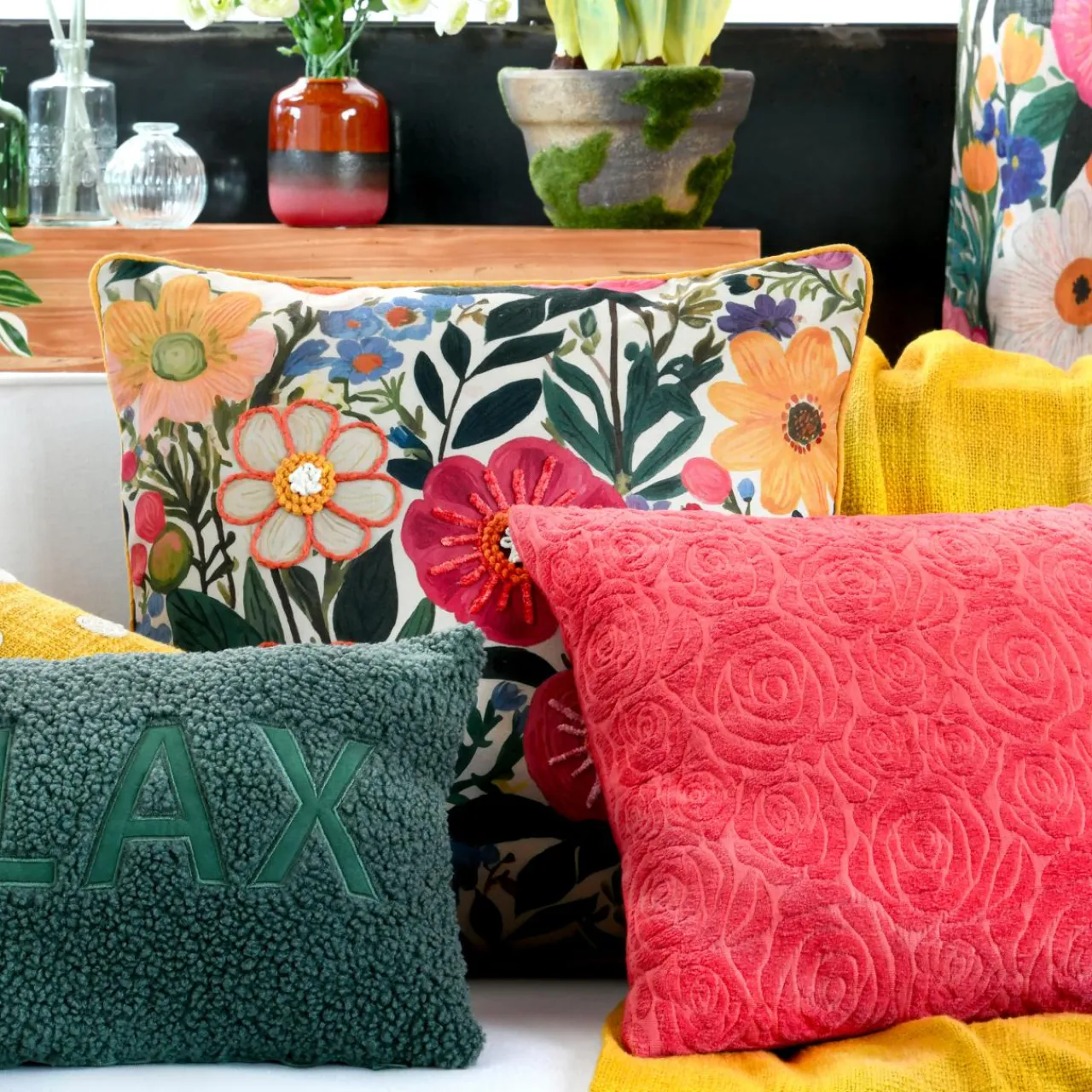 STOF Coussin carré coton (45 x 45 cm) Betty Multicolore Outlet