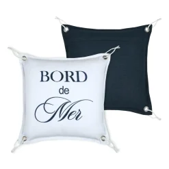 STOF Coussin carré coton (45 x 45 cm) Bordemer Blanc New