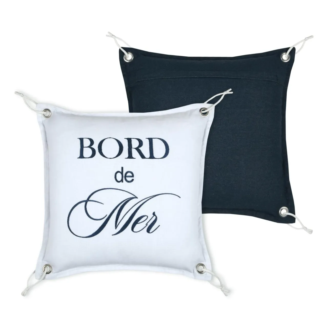 STOF Coussin carré coton (45 x 45 cm) Bordemer Blanc New