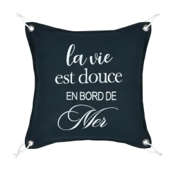 STOF Coussin carré coton (50 x 50 cm) Bordemer Bleu marine Sale