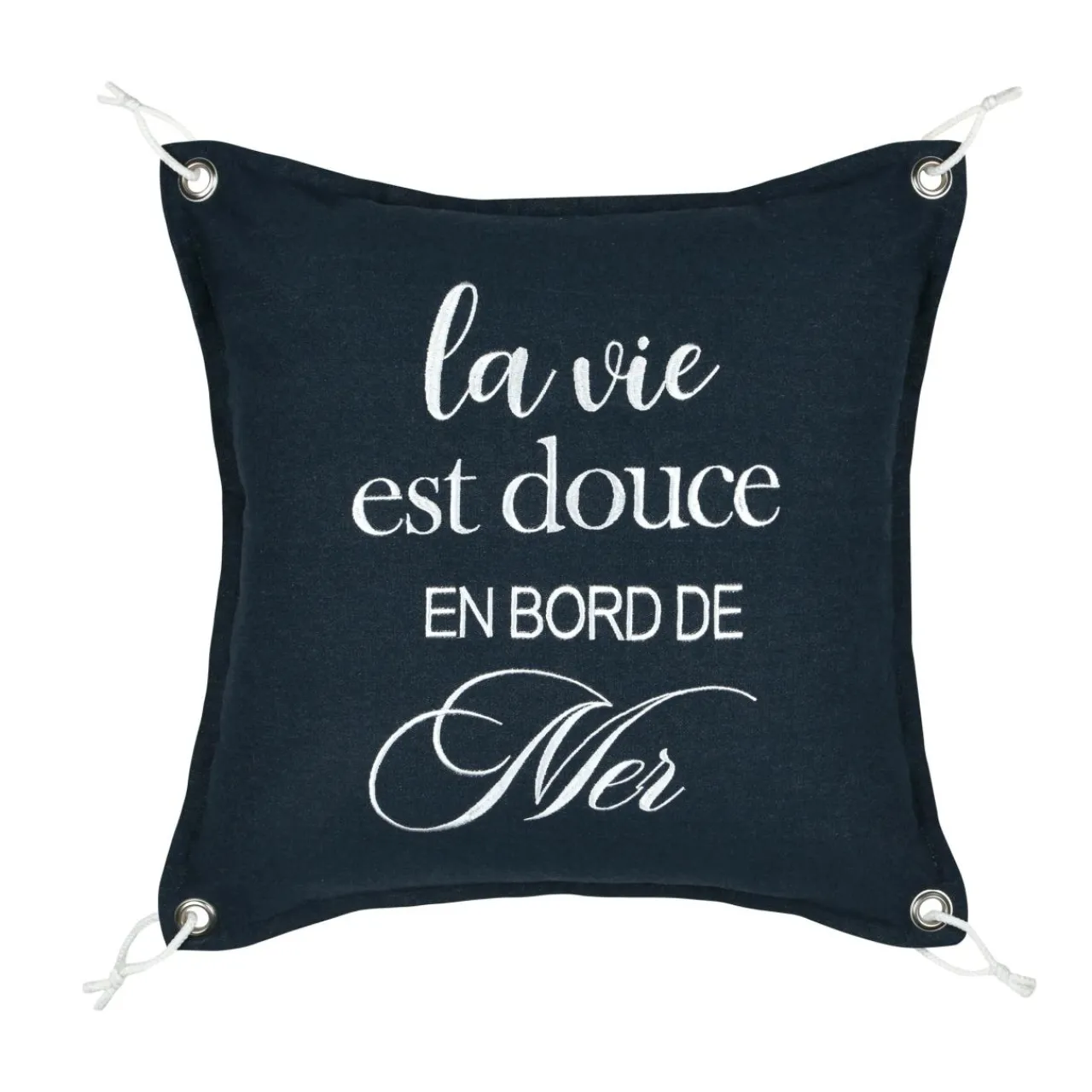 STOF Coussin carré coton (50 x 50 cm) Bordemer Bleu marine Sale