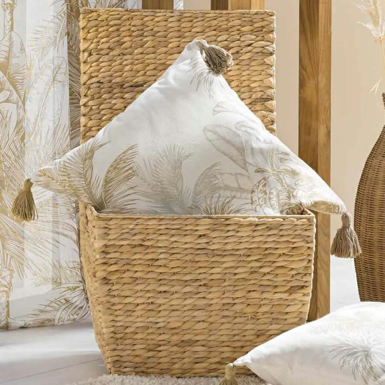 douceur d'intu017drieur Coussin carré coton (45 x 45 cm) Dune Ecru Online