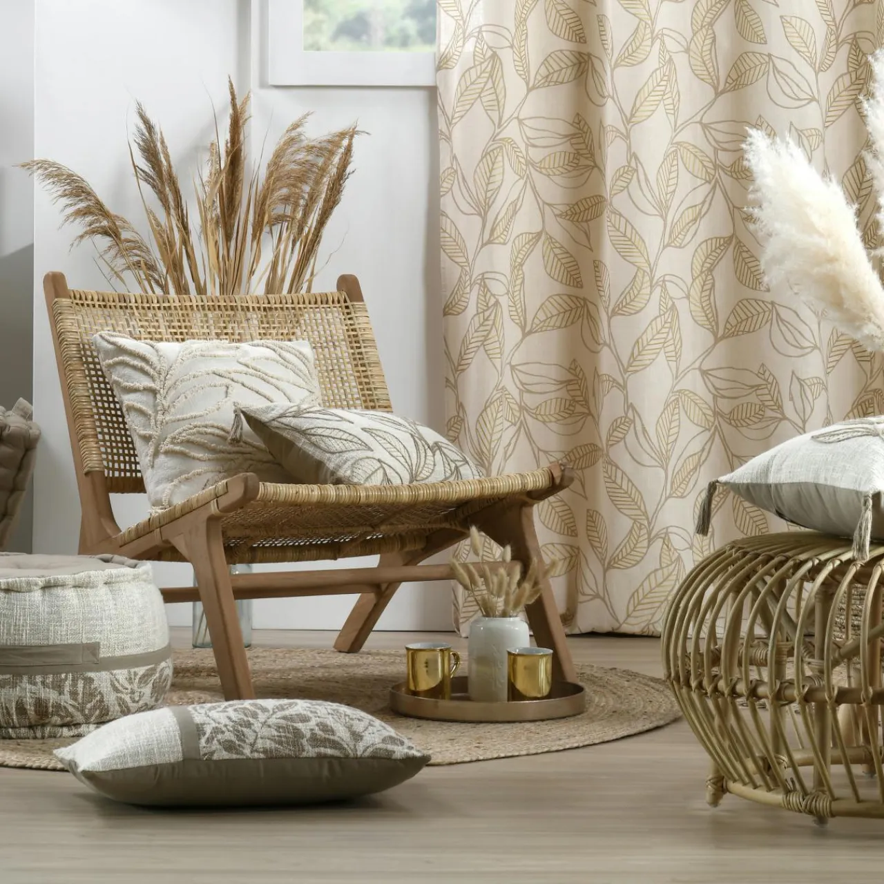 STOF Coussin carré coton (40 x 40 cm) Hemera Beige Naturel Outlet