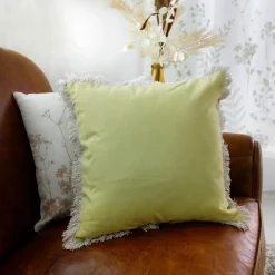 ENJOY HOME Coussin carré coton (40 x 40 cm) Herbier uni Vert tilleul Best