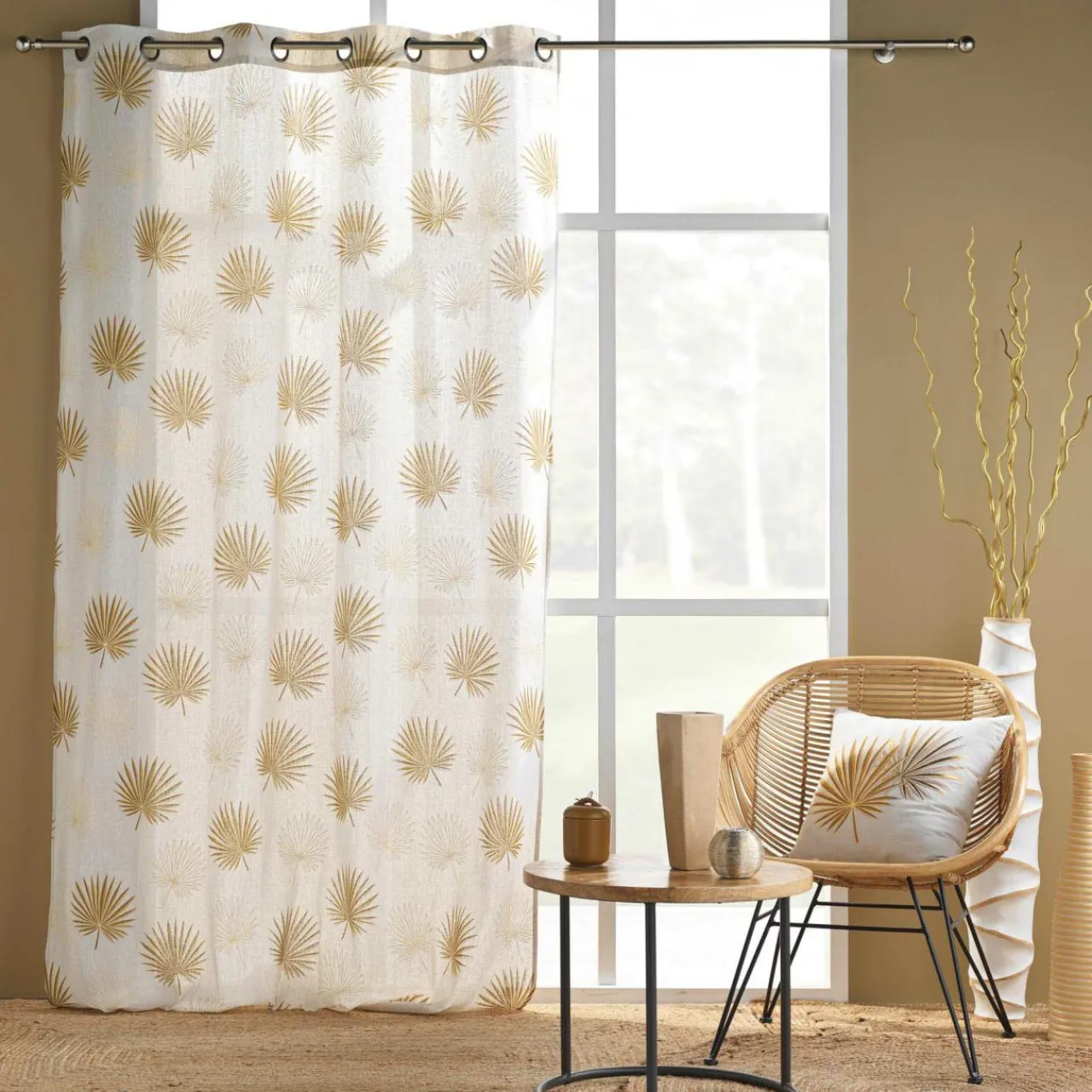 douceur d'intu017drieur Coussin carré coton (40 x 40 cm) Lotus Jaune ocre Outlet