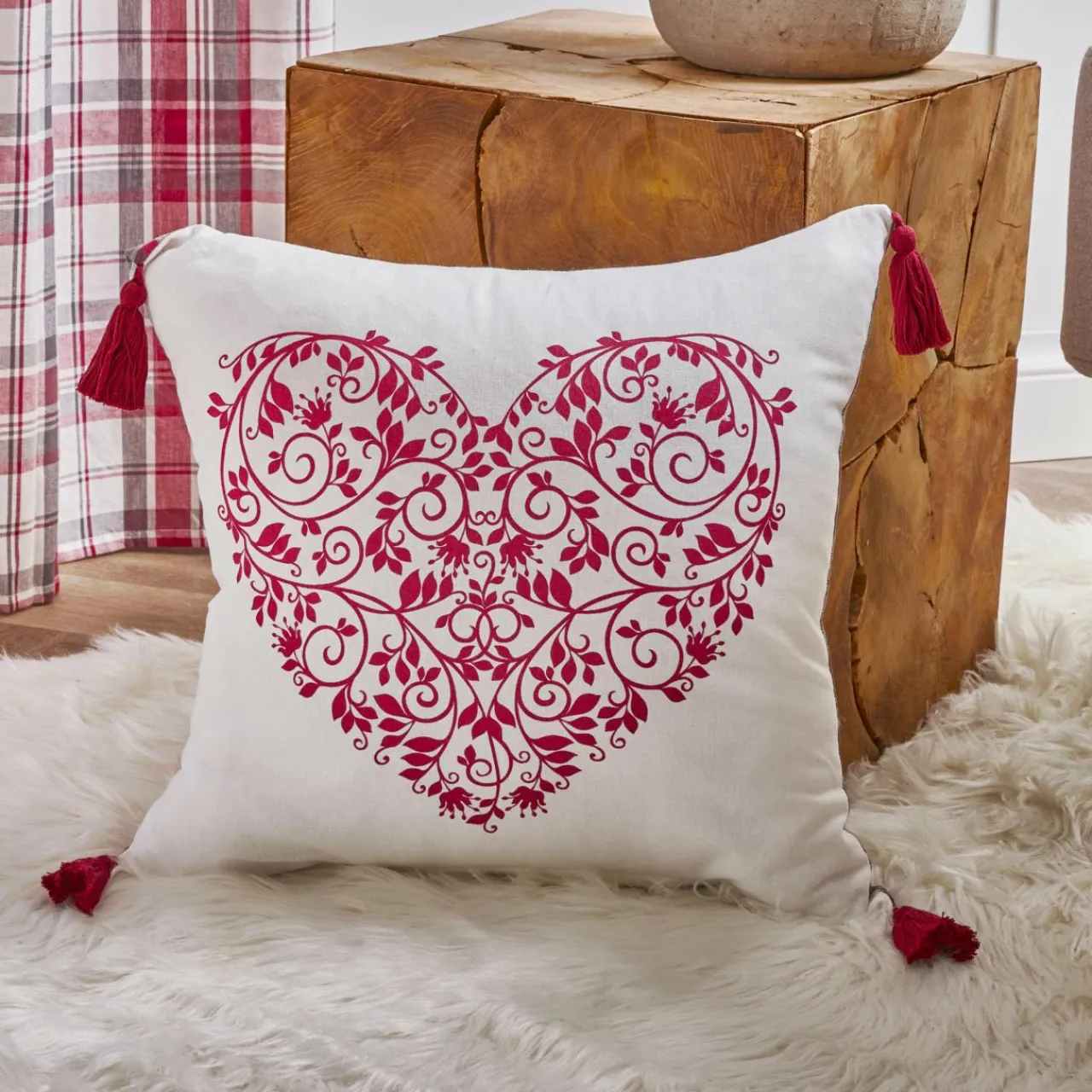 EMINZA Coussin carré coton (40 x 40 cm) Megeve Rouge Clearance