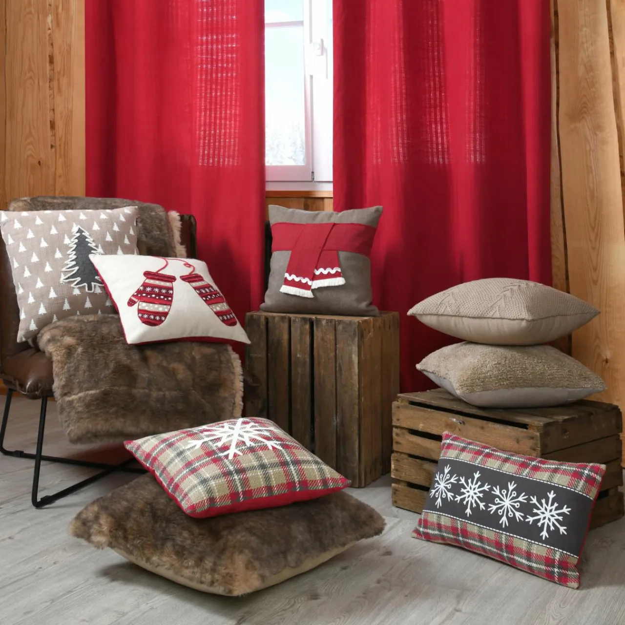 LOVELY CASA Coussin carré coton (40 x 40 cm) Megève Ecru Discount