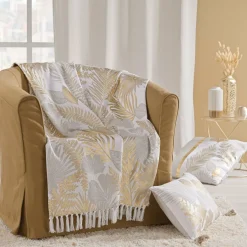 douceur d'intu017drieur Coussin carré coton (50 x 50 cm) Melisse Or Sale