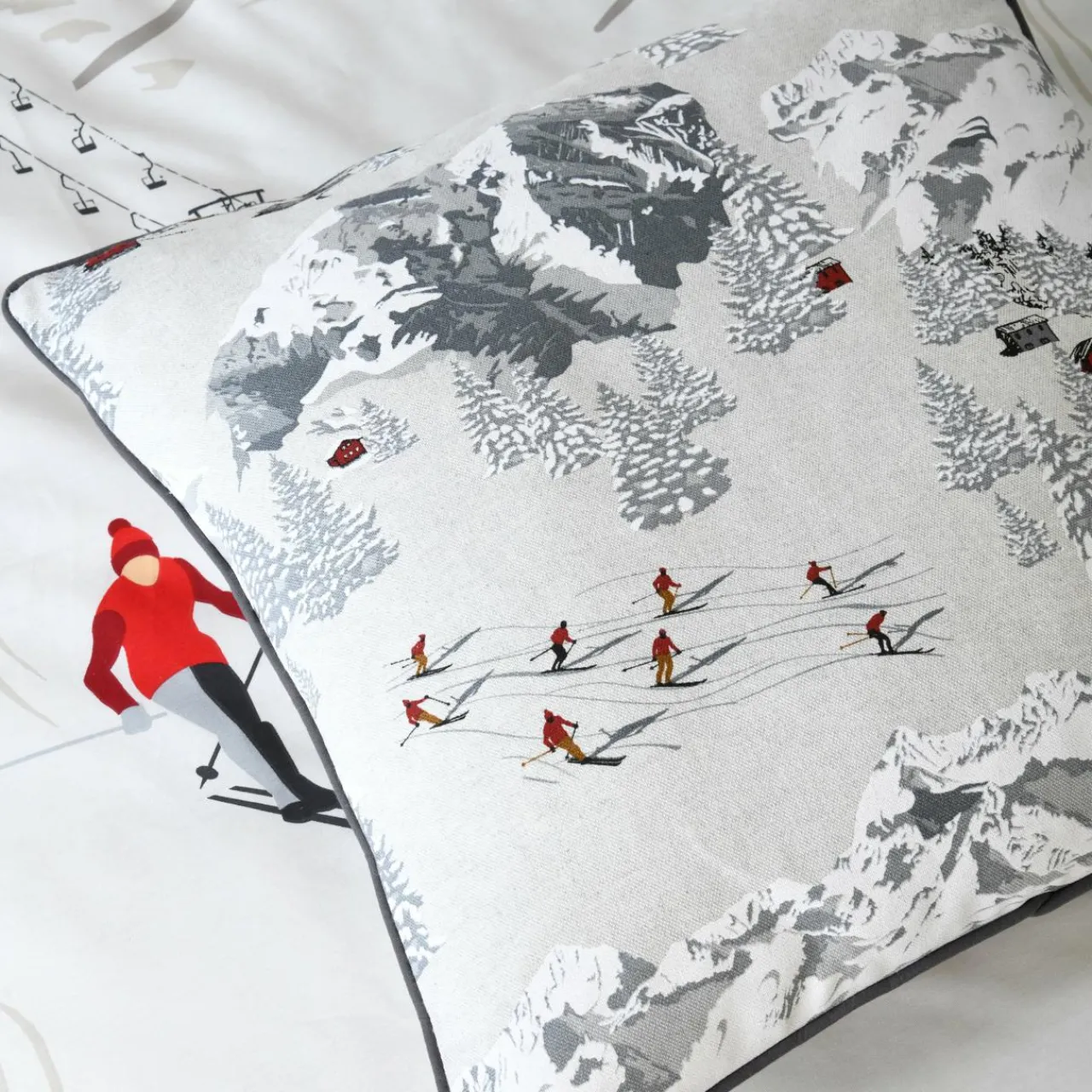 LOVELY CASA Coussin carré coton (50 x 50 cm) Meribel Gris