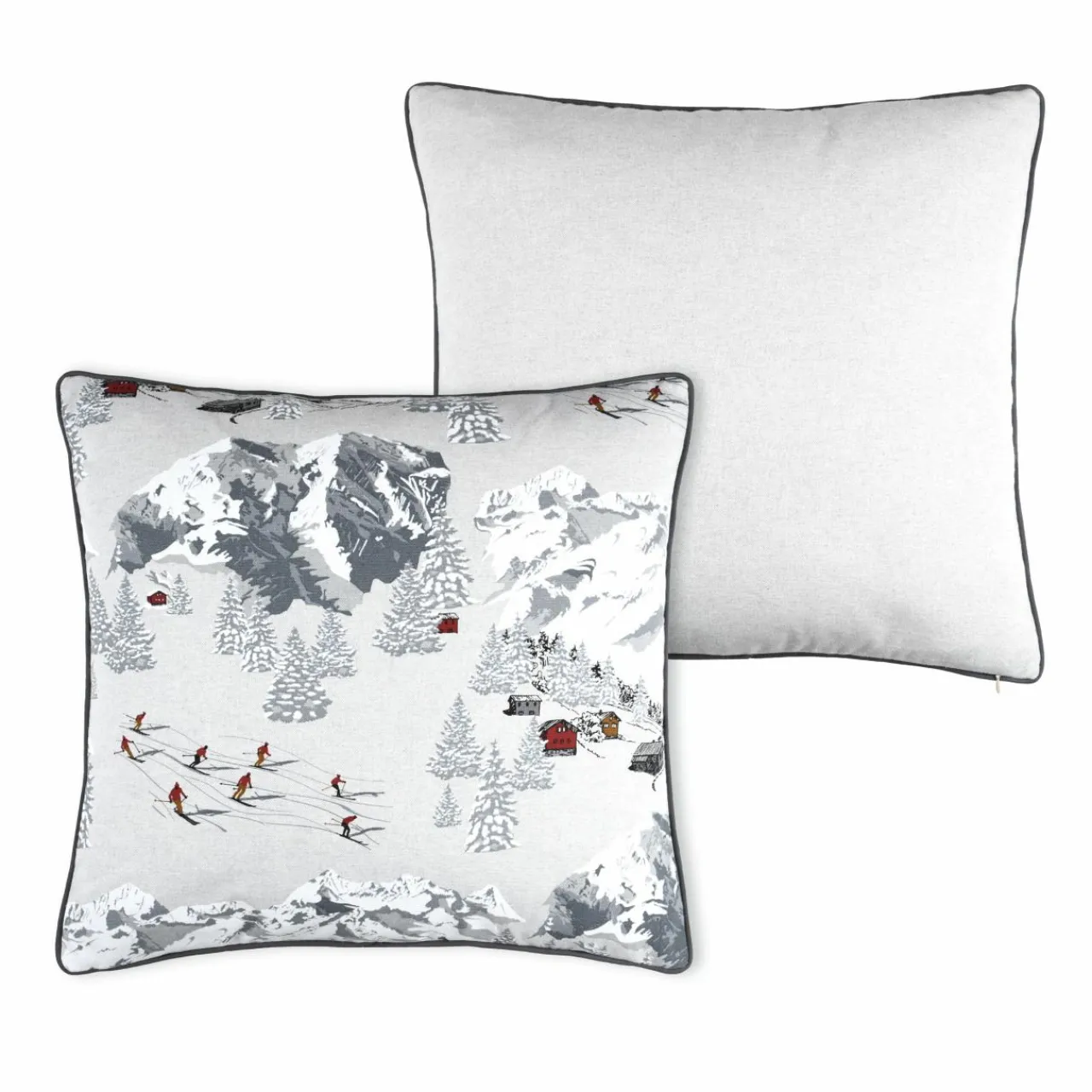 LOVELY CASA Coussin carré coton (50 x 50 cm) Meribel Gris