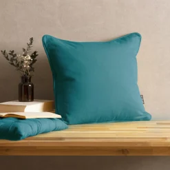 EMINZA Coussin carré coton (40 x 40 cm) Pixel Bleu canard Online