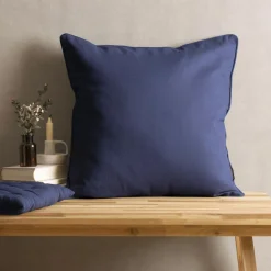 EMINZA Coussin carré coton (60 x 60 cm) Pixel Bleu marine Online