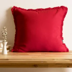 EMINZA Coussin carré coton (45 x 45 cm) Pixel franges Rouge Outlet