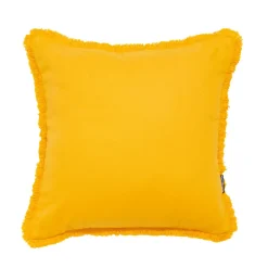 EMINZA Coussin carré coton (45 x 45 cm) Pixel franges Jaune moutarde Best