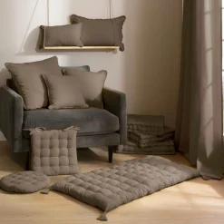 EMINZA Coussin carré coton (60 x 60 cm) Pixel Taupe Outlet