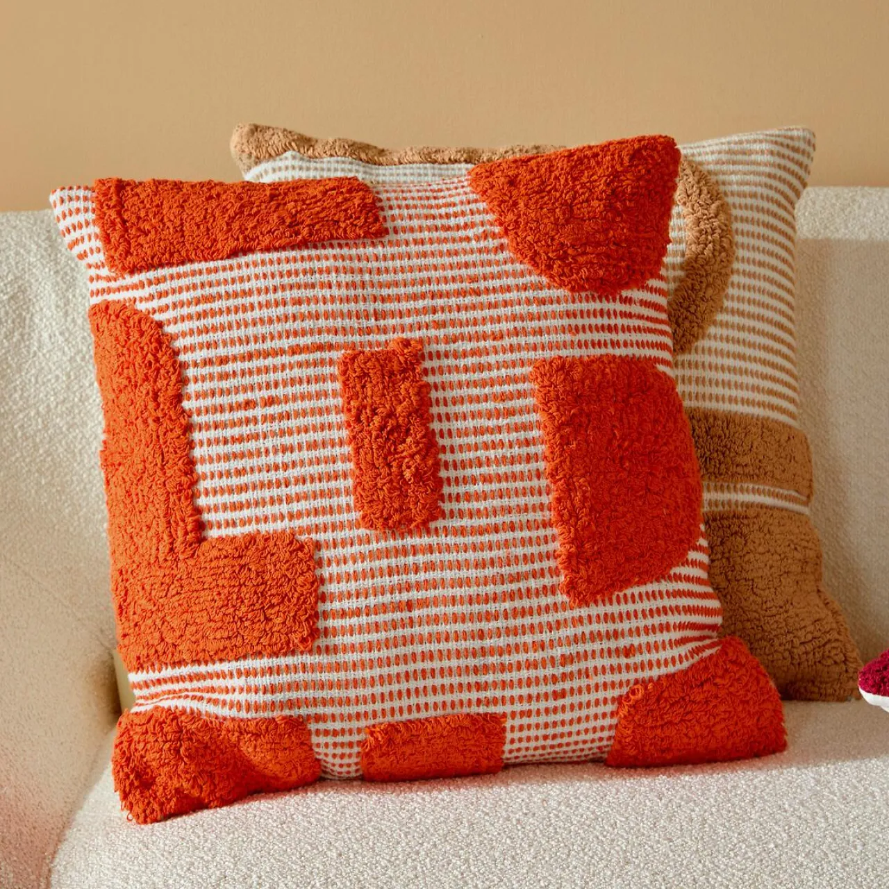 Atmosphera, cru017dateur d'intu017drieur Coussin carré coton (50 x 50 cm) Poppy Orange Sale