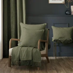 L'EFFET PAPILLON Coussin carré coton (45 x 45 cm) Sixtine Vert romarin Hot