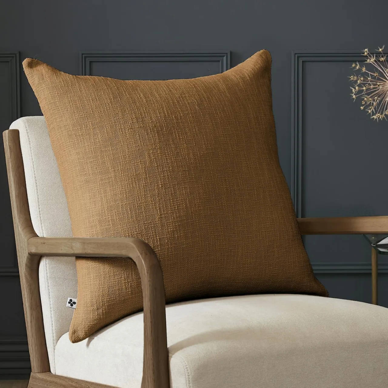 L'EFFET PAPILLON Coussin carré coton (60 x 60 cm) Sixtine Camel Clearance