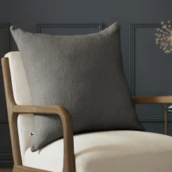 L'EFFET PAPILLON Coussin carré coton (60 x 60 cm) Sixtine Gris ardoise Gris foncé Outlet