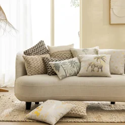 douceur d'intu017drieur Coussin carré coton (45 x 45 cm) Willo Ecru New