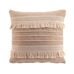 douceur d'intu017drieur Coussin carré en jute et coton (45 x 45 cm) Cirrus Beige