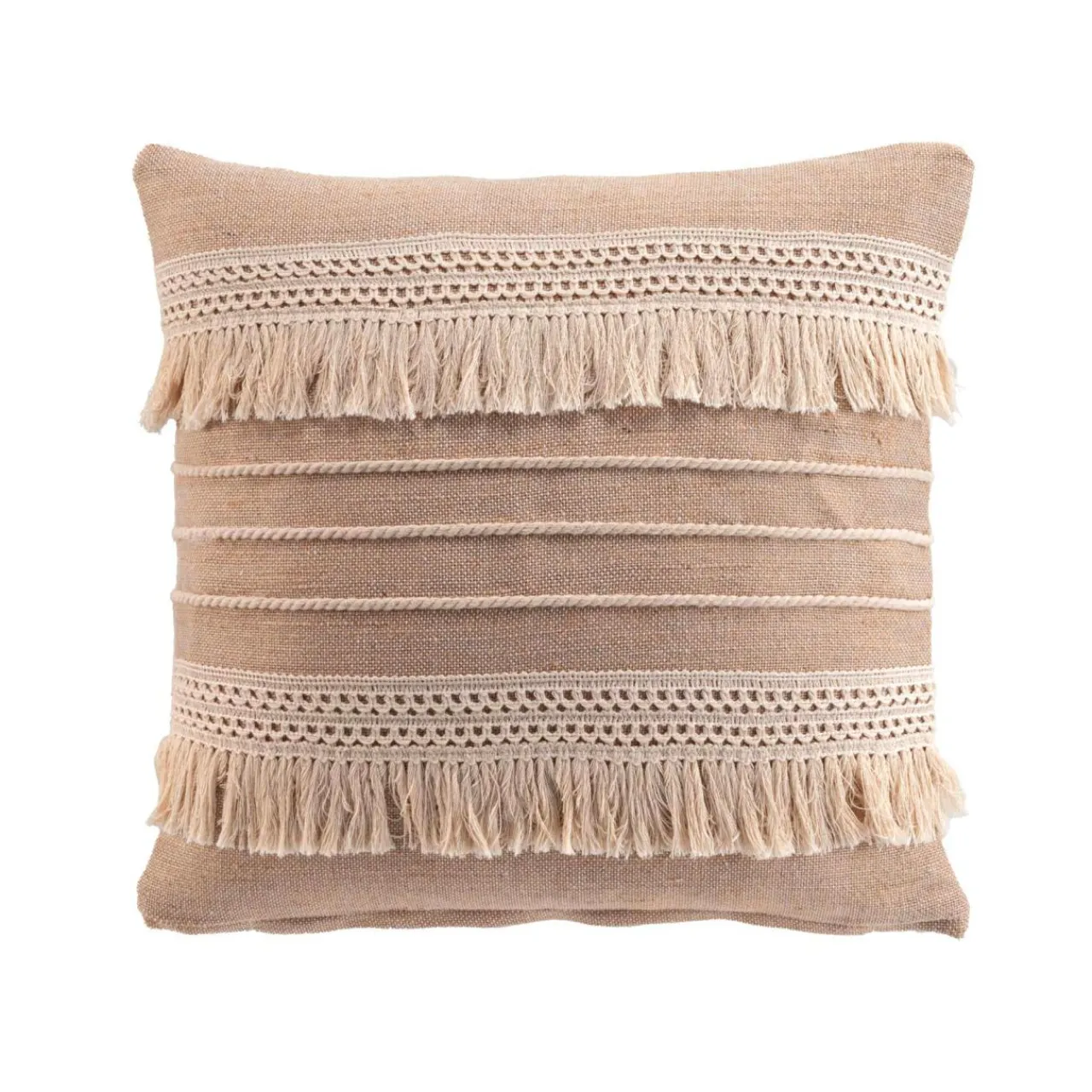 douceur d'intu017drieur Coussin carré en jute et coton (45 x 45 cm) Cirrus Beige