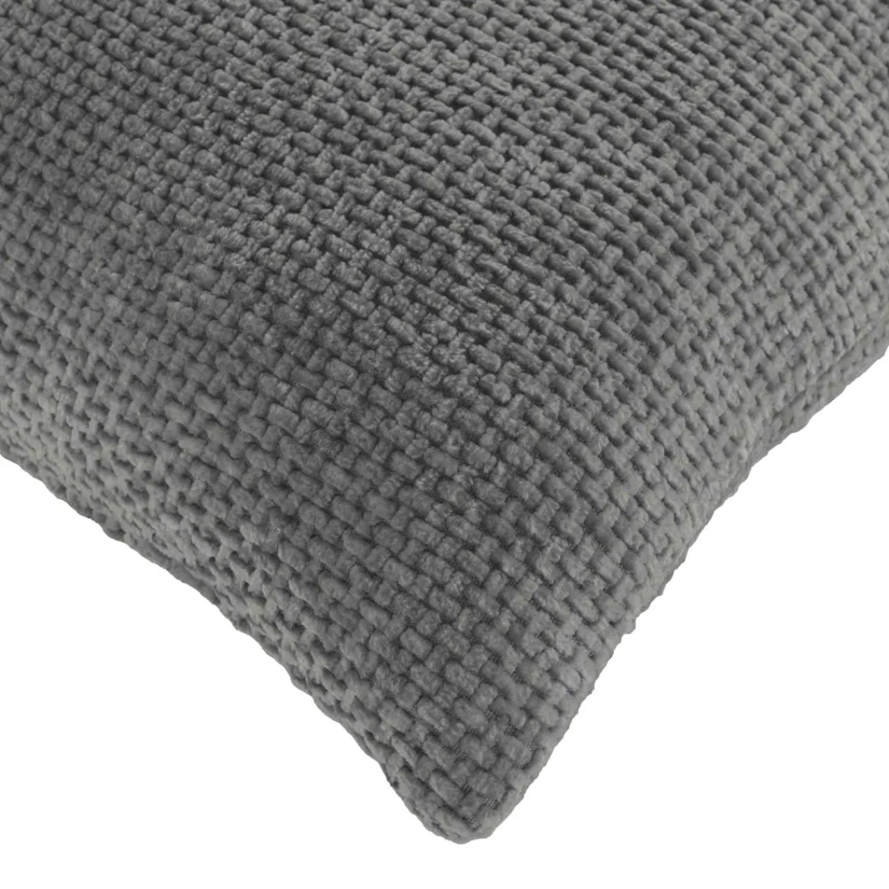 douceur d'intu017drieur Coussin carré en velours chenille (45 x 45 cm) Leo Gris Anthracite Best