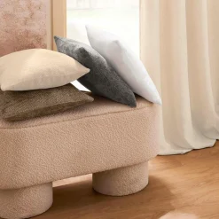 douceur d'intu017drieur Coussin carré en velours chenille (45 x 45 cm) Leo Blanc Clearance