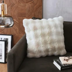 EMINZA Coussin carré fausse fourrure (50 x 50 cm) Toronto Ivoire Outlet