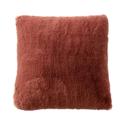 EMINZA Coussin carré fausse fourrure (45 x 45 cm) Finn Terracotta Hot