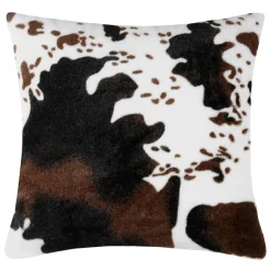 LOVELY CASA Coussin carré fausse fourrure (45 x 45 cm) Vache Brun Marron Sale