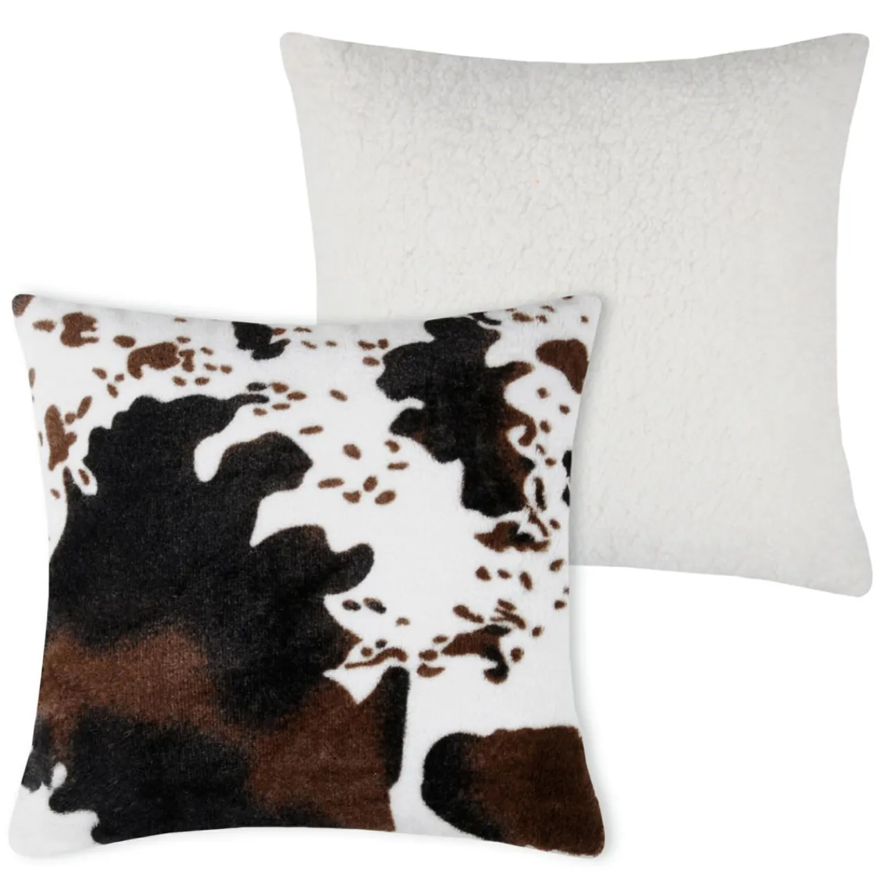 LOVELY CASA Coussin carré fausse fourrure (45 x 45 cm) Vache Brun Marron Sale