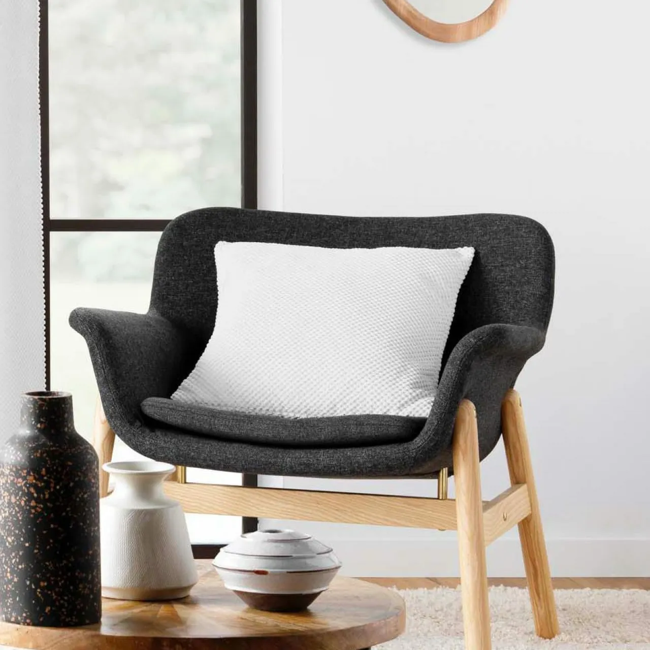 douceur d'intu017drieur Coussin carré flanelle relief (45 x 45 cm) Java Blanc Outlet