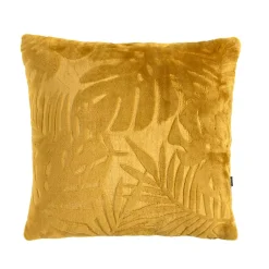EMINZA Coussin carré flanelle (45 x 45 cm) Flore Jaune moutarde Online