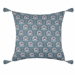LOVELY CASA Coussin carré gaze de coton (40 cm) Sunda indigo Bleu