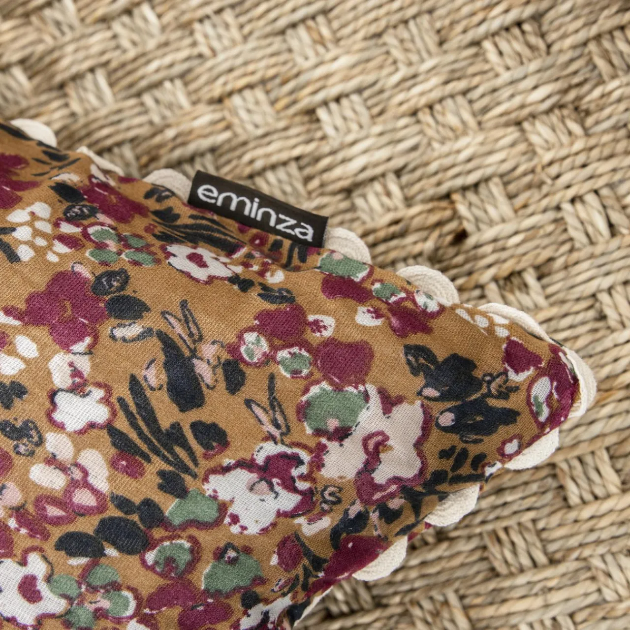 EMINZA Coussin carré gaze de coton (40 x 40 cm) Constance Camel