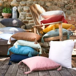 EMINZA Coussin carré gaze de coton (40 x 40 cm) Gaïa Ficelle Discount