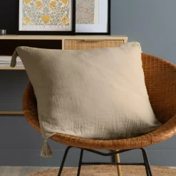 EMINZA Coussin carré gaze de coton (60 x 60 cm) Gaïa Ficelle