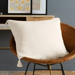 EMINZA Coussin carré gaze de coton (60 x 60 cm) Gaïa pampa Beige Hot