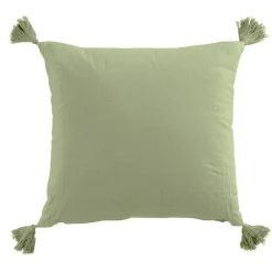 EMINZA Coussin carré gaze de coton (40 x 40 cm) Gaïa Vert tilleul Discount